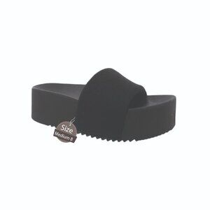 Pool Footbed Flatform Pool Slides Black By Kensi